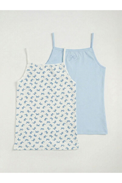 LC Waikiki Peak New Season Square Collar Rope Strap Girls' Undershirt 2-Piece...