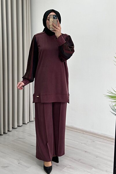 T Moda Store Tripen Yeni Sezon İpek Kupra Kol Detaylı Tesettür İkili Takım