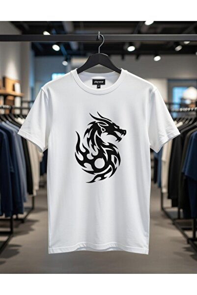 playwear PLAY WEAR Tricou unisex cu imprimeu DRAGON MINIMAL, cu decolteu rotund