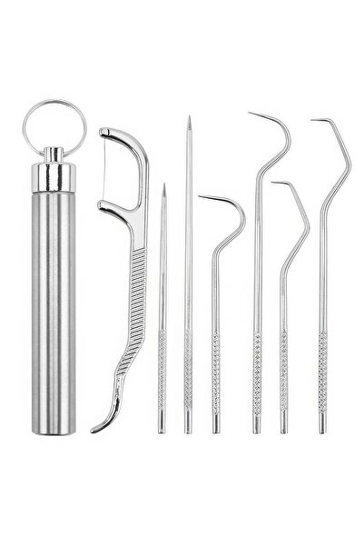 Chavin 8 Parça Çelik Kutulu Diş Tartar Temizleme Aparatı Ağız Bakım Çubuğu Se...