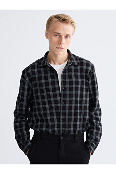 LC Waikiki I Standart Fit Long Sleeve Checked Embroidered Dobby Men's Shirt f...
