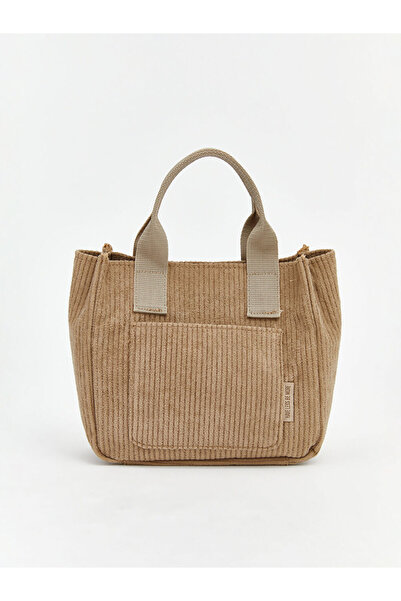 LC Waikiki Rmz Gi̇yi̇m Farkli Corduroy Fabric Detachable Strap Girls' Handbag