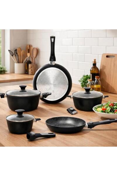 Tognana Italian Cookware Set – 8 Pieces Granite with Removable Handles