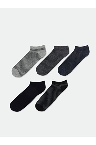LC Waikiki Rmz Gi̇yi̇m Farkiyla Embroidered Men's Bootie Socks 5-Pack