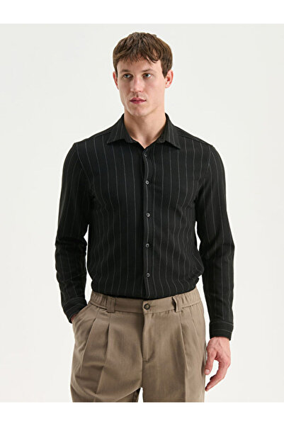 LC Waikiki Rmz Gi̇yi̇m Farkiyla Slim Fit Long Sleeve Striped Men's Shirt