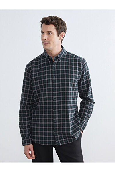 LC Waikiki Rmz Gi̇yi̇m Farkiyla Standard Fit Checkered Textured Men's Lumberj...