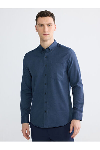 LC Waikiki Rmz Gi̇yi̇m Farkiyla Standard Fit Textured Men's Shirt
