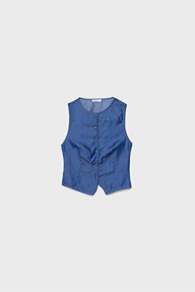 Stradivarius Sleeveless denim button-up top