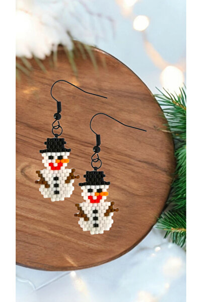 SEARD Miyuki Beads Handmade Snowman Earrings New Year Christmas Noel 1