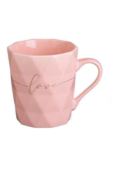 OEM New Bone Mug with "Love" Message, Pink, 9 x 9.5 cm, 360ml