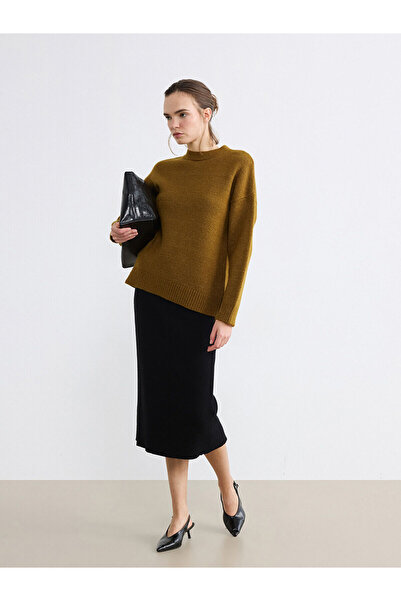 LC Waikiki تنورة تريكو قماش مجدّل باللون الأسود مع خصر مطاطي