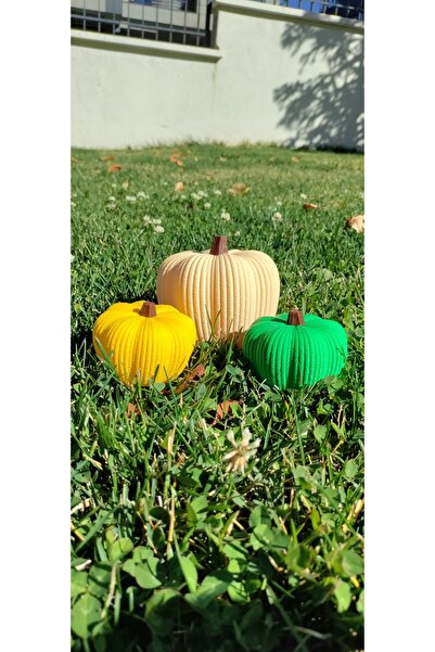 iboti 3D Baskı 3'lü Dekoratif Bal Kabağı Biblo Seti