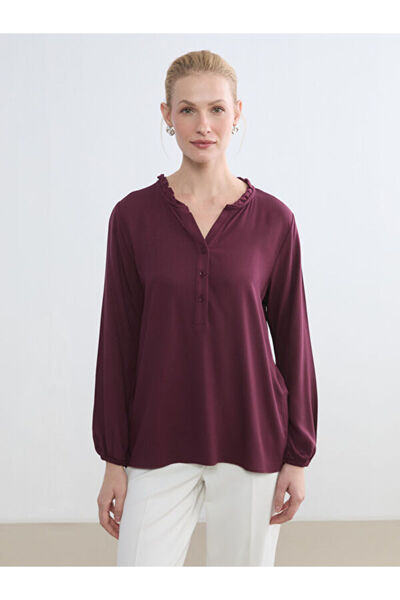 LC Waikiki Rmz Gi̇yi̇m Farkiyla Ruffled Roba Collar Blouse