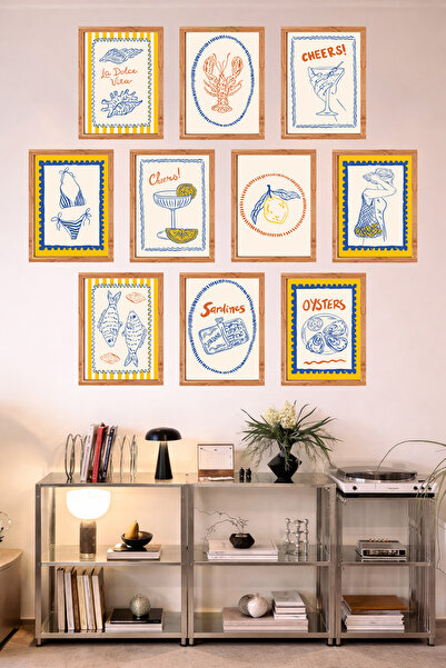 UNT 10-Frame Look Kitchen |   Modern |   Retro Wall Poster Painting Set – 15X...