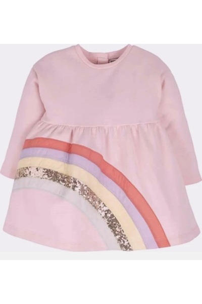 Mamino Kız Çocuk %100 Pamuk&cotton Pembe Renk Elbise