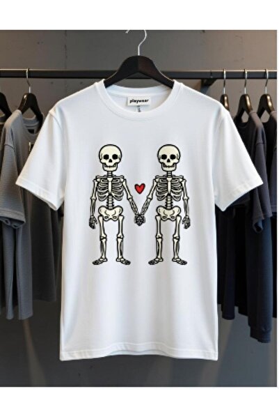 playwear PLAY WEAR Tricou unisex cu imprimeu SKELETON COUPLE LOVE 14 FEBRUARY...