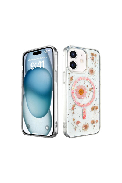 eco port حافظة آيفون 12 ديزي لامعة Magsafe - وردي