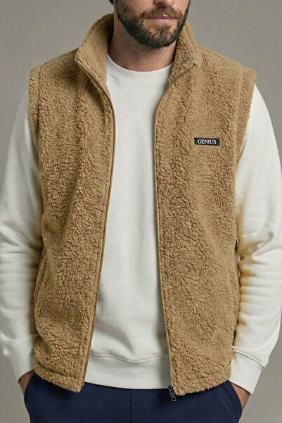 GENIUS STORE Ανδρικό γιλέκο με επένδυση Sherpa, βελούδινο γιλέκο με πλήρες φε...
