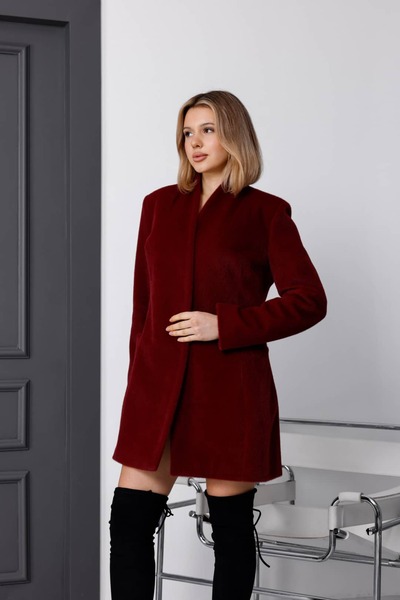 Milamia Women's Fox Fabric Saddlebag Pocket Furry Midi Length Coat