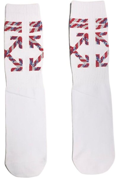 golden pineapple Mid-Calf Socks with Red and Blue Design