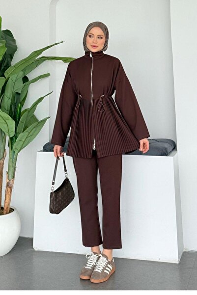 Şulemoda Giyim Mabella Pleated Suit Brown