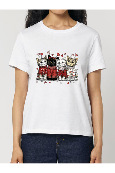 Cu Pisici Premium cotton T-shirt - Love Has Paws, Women