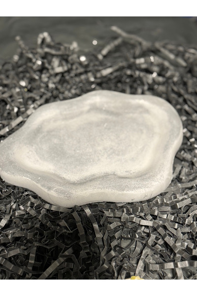 Lethe Design Bulut Form Dekoratif Tabak Traverten, Bej, Beyaz, Gri Takı Organ...