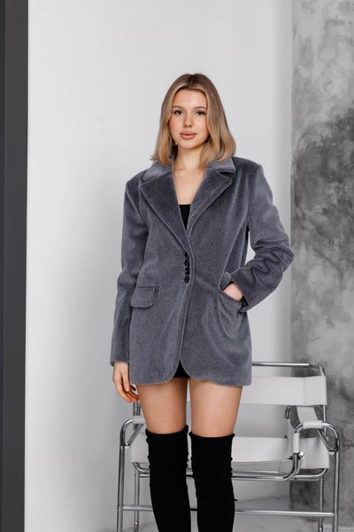Milamia Women's Midi Length Fox Cashmere Jacket Coat