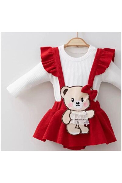 Bebeğin 50 Tonu Baby Girl Ribbon Strap Bodysuit Set with 2 Snap Fasteners, 3-...