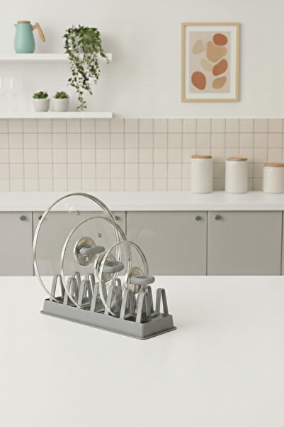 Mithra Life Organizator gri cu 6 compartimente pentru capace de vase și oale ...