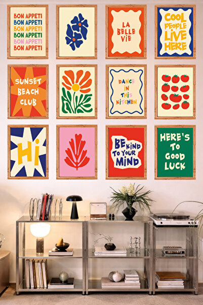 UNT 12-Frame Look Kitchen |   Modern |   Retro Wall Poster Painting Set – 15X...