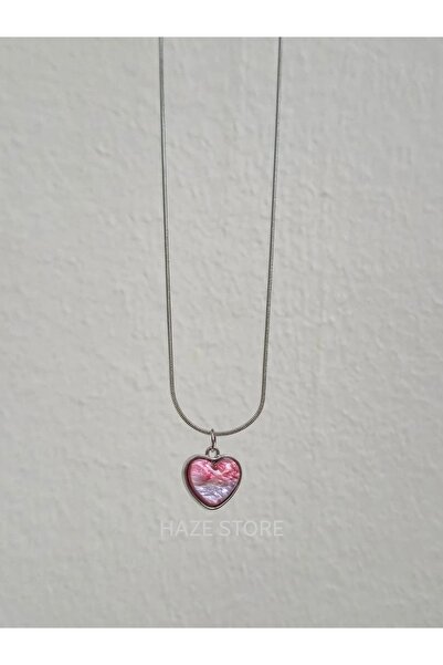 Haze Pink Sky Love Necklace 316L Stainless Steel Silver Silver