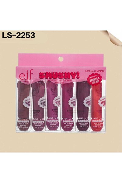 LOVEME BEAUTY This is a set of 6 soft matte lip balms with a berry and cream ...