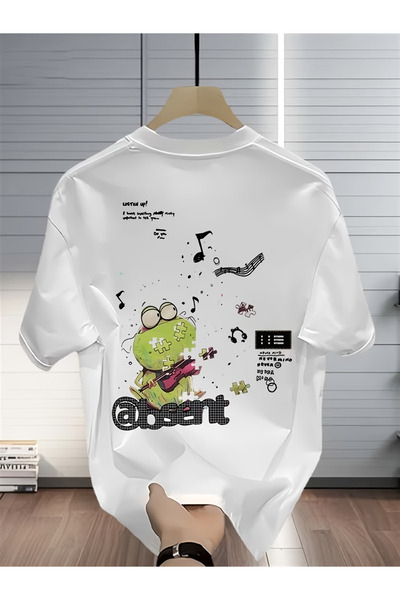 ibibik moda Unisex oversize raccoon printed cotton bicycle collar short sleev...