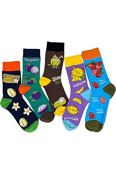 golden pineapple Long Socks with Tropical Fruit Designs