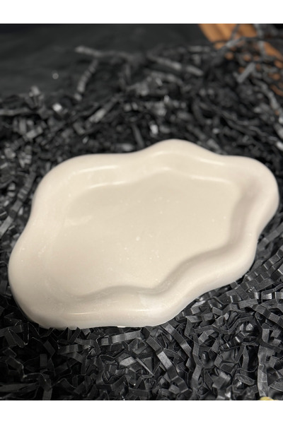 Lethe Design Bulut Form Dekoratif Tabak Traverten, Bej, Beyaz, Gri Takı Organ...