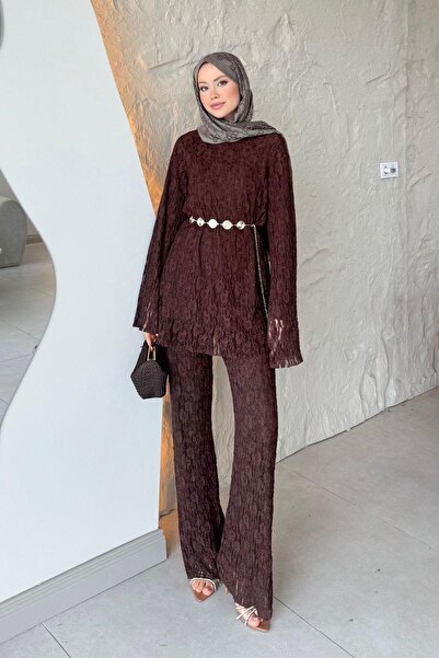 Hazamoda Set din dantelă Rüya, maro