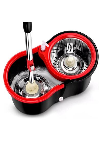 Spin Mop Galeata si Mop Rotativ, Mop Metal Telescopia, 360 grade Rotatie Mop, 14 L, 4 Rezerva Mop, Negru