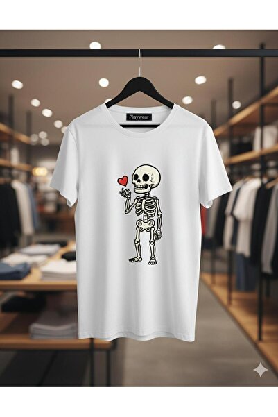 playwear PLAY WEAR Tricou unisex cu imprimeu HEART MUA SKELETON V 1, cu decol...