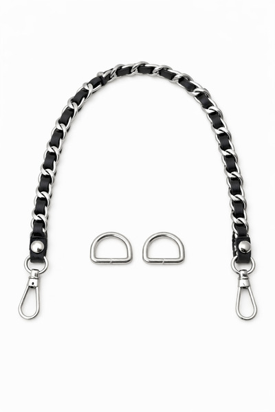 Nildenhobim Black Leather Chain Bag Handle and Bag Front Decoration – with Si...