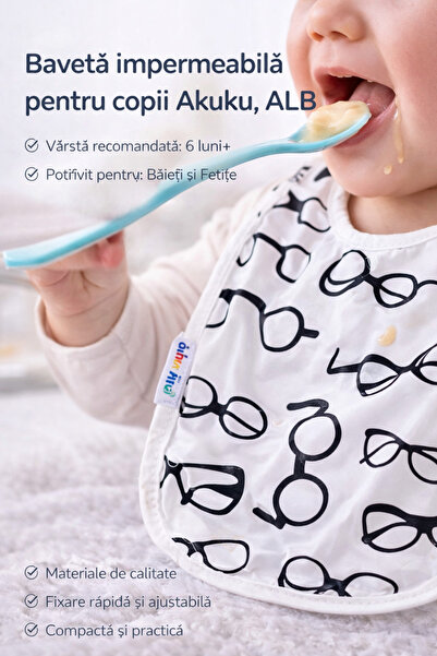 Akuku Baveta impermeabila pentru copii Akuku, ALB