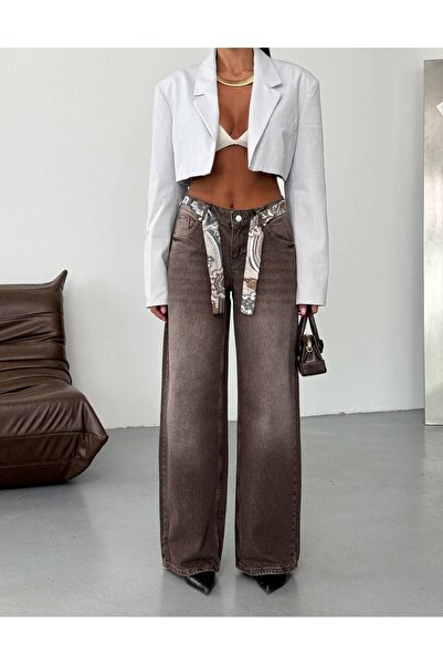 DENİKK Trend Special Design Accessory Belted Wide Leg Denim Comfortable Fit J...