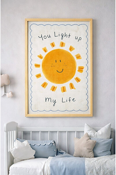 Bebişim Halı Çocuk Odası Güneş Tablo | You Light Up My Life Yazılı Çocuk Odas...