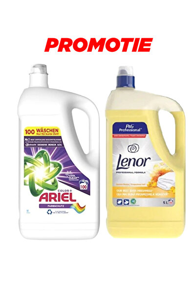 Ariel Color+ Detergent 100 washes, 5L + Lenor Summer Breeze Conditioner 200 w...