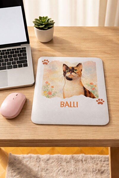 Duxy Kişiye Özel İsimli Kedi Mouse Pad – Evcil Hayvan Temalı, Sevimli Tasarım
