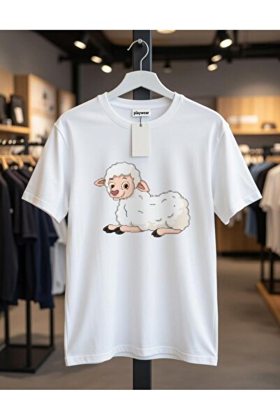 playwear PLAY WEAR Tricou unisex cu imprimeu, cu guler rotund, din lână de oa...