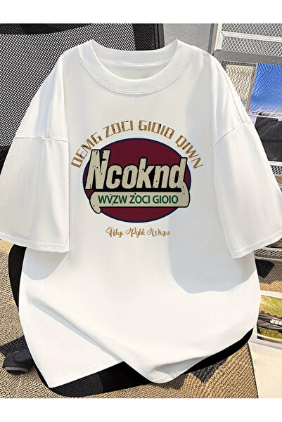 ibibik moda Custom Ni̇cknd Printed Oversize Cotton Crew Neck T-Shirt