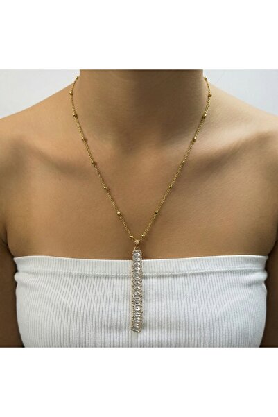 AccessoriesCınCık 316L Anti-Tarnish Steel Gold Color Waterway Y Women's Necklace
