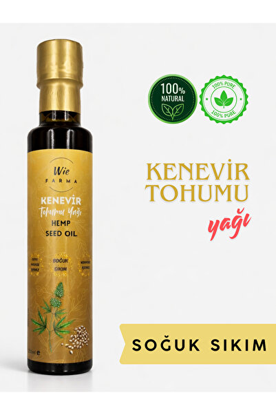 Wie Farma Kenevir Tohumu Yağı 250 ml Soğuk Sıkım Cam Şişe Doğal Bakım Yağı