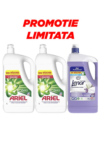 Ariel 2x Universal Clean Detergent 100 washes, 5L + Lenor Lavender Conditione...